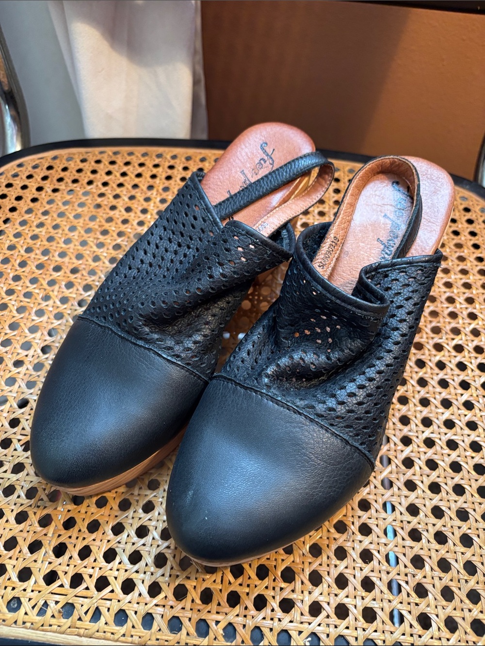 Free People Logan Black Perforated Slip-On Mule Women’s Shoe